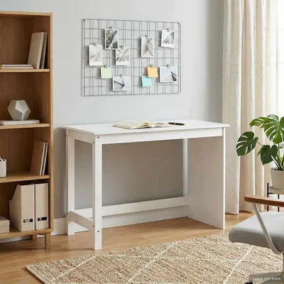 Image de vidaXL Bureau blanc 112 x 50 x 75 cm Bois massif Pin
