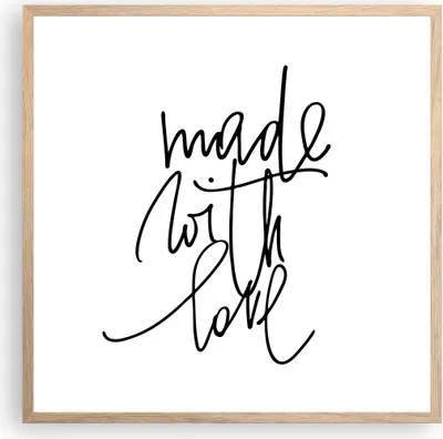 Produktbild von Gerahmtes Poster - Rahmen in heller Eiche - Erstellt mit Liebe - 60x60 cm - Wand Bild - Wanddeko - Wandbilder - Kunstposter - Wandposter - Bilderrahmen - Bilder - Kunstdruck - P2NAC60x60-4499