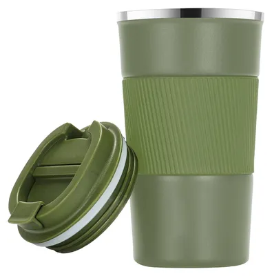 Edelstahl-Kaffeebecher, doppelwandig, 510 ml, schwarz-grün