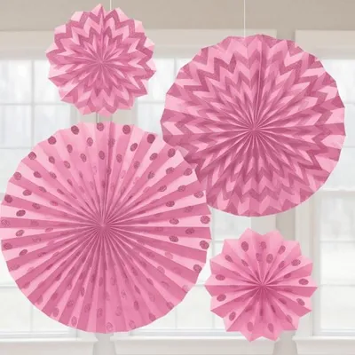 Produktbild von 4 Glitzernde Papierfächer rosa