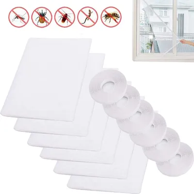 Obrázok produktu pre 6 x sieť proti komárom pre okná 1,3 m x 1,5 m sieť proti hmyzu ochrana proti hmyzu a včelám so 6 kotúčmi samolepiacej pásky (šírka 10 mm)