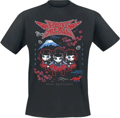 Produktbild von Babymetal T-Shirt Herren Pixel Tokyo schwarz Band-Merch, Bands 100% Baumwolle 4XL