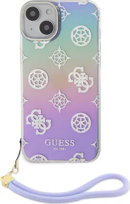 Immagine prodotto di Custodia Guess per iPhone 15 - motivo glitter iridescente - Viola
