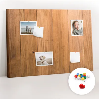 Imagen del producto de Tablero de corcho con chinchetas - Tablero con chinchetas para fotografías y notas - 100x70 cm - 100 chinchetas de colores - Paneles de colores