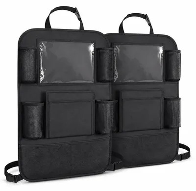 Produktbild von Auto Rückenlehnenschutz Rücksitz Organizer für Kinder Multifunktional Schwarz, Menge:2 Stück