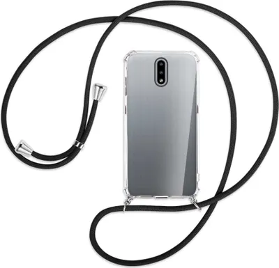 Produktbild von Handykette Backcover-Schutzhülle mit Band (Metall silberfarben) für Nokia 2.3 - schwarz
