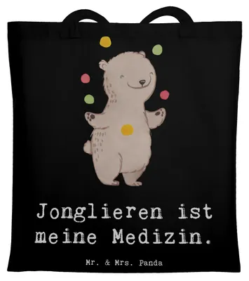 Produktbild von Mr. & Mrs. Panda Shopping Tasche Bär Jonglieren - Schwarz - Geschenk, Artistik, Schultasche, Uni, Einkaufstasche, Beutel, Zirkus, Laptoptasche, Jongleur