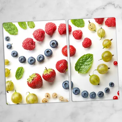 Produktbild von Glas-Herdabdeckplatten Glaskeramikkochfeld-Abdeckung Spritzschutz Glas 70x52 cm Obst-Mix
