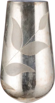 Obrázek produktu pro GILDE Lucerna/váza kónická "Bosque" starostříbrná, s motivem listů, v.46 cm, otvor: D.17cm, 51150