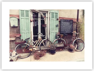 Produktbild von Poster - Poster ohne Rahmen - Fahrräder Vintage Mietshaus - 40x30 cm - Wand Bild - Wanddeko - Wandbilder - Kunstposter - Wandposter - Bilder - Kunstdruck - Wanddekoration - Wandbild - P2XAA40x30-4588