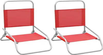 Image de Chaises de plage pliables lot de 2 Rouge Tissu