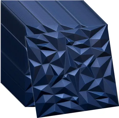 Zdjęcie produktu dla Verdico | Panel ścienny 3D z polistyrenu - 50x50 cm - granatowy - Stylowy design - 32 sztuki do kreatywnego projektowania wnętrz, paneli ściennych i sufitowych
