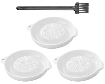Produktbild von Keramik Knoblauchreibe mit Bürste, Ingwerreibe & Gewürzreibe, Mini Reibeteller für Knoblauch, Zwiebeln & Babybrei