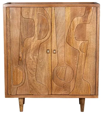 Möbelstück mit 2 Holztüren, Naturmuster, 93x42x105 cm