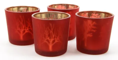Produktbild von Windlicht Teelicht Glas Laserbäume 2er Set