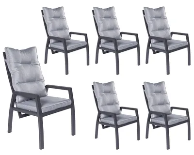 Produktbild von LC Garden »Bondino« Dining 6er Set Positionsstuhl Verstellsessel anthrazit- eckig