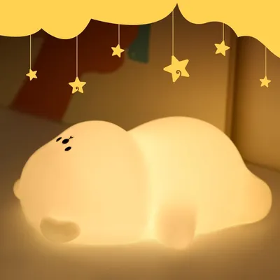 Produktbild von Nachtlicht Kinder,7 Farben,Silikon Stilllicht Dimmbar Nachttischlampe Kinder,USB Wiederaufladbar mit 3 Dimmbaren Stufen,mit Timer,Blendfrei
