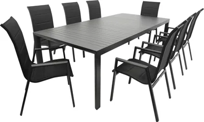 Produktbild von DEGAMO Garnitur LAGOS XL 9-teilig, Alu + Kunstgewebe schwarz