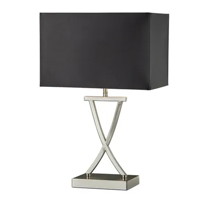 Zdjęcie produktu dla Lampa stołowa, chrom, klosz tekstylny, wys. 48,5 cm, CLUB