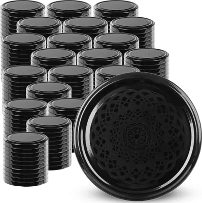 Image de KADAX Couvercle à visser pour bocaux fi 89 mm, Couvercle de rechange en métal, Couvercle Twist-Off avec 6 dents d'encliquetage, Couvercle pour bocaux à l'envers et bocaux à conserves, Couvercle pour bocaux (pointe noire, 200 pièces)