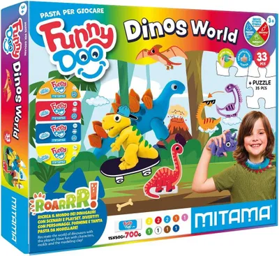 Produktbild von FUNNY DOO Modellierset "Dinos", + Formen + Werkzeuge, MITAMA 63855