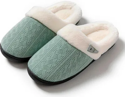 Produktbild von STILVORA Hausschuhe, Plüsch-Hausschuhe, Rutschfest, Dicke Sohle, Warm und Bequem für Damen und Herren, Kuschelige Indoor Slipper für Winter und Zuhause, Grün 36-37