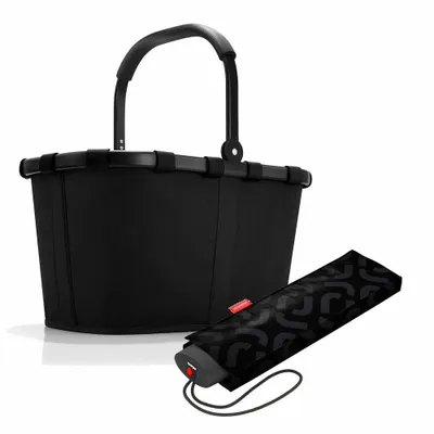 Produktbild von reisenthel carrybag mit umbrella pocket mini Set, Einkaufskorb, Regenschirm, Frame Black, 22 L, 2-tlg.