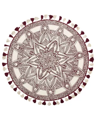 Produktbild von BELIANI Teppich Weiß Rot Baumwolle ø 120 cm Kurzflor Mandala Muster Handgewebt Rund