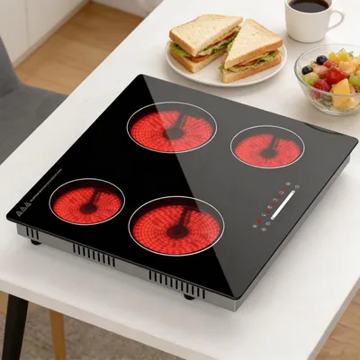 Keramik-Kochfeld 60 cm, 4 Zonen, 6000 W, Touch-Slider