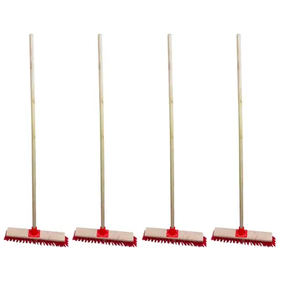 Produktbild von 4 Stück Straßenbesen Besen 60 cm mit 120 cm Holzstiel Gartenbesen Holzbesen Kehrbesen Holz Industriebesen