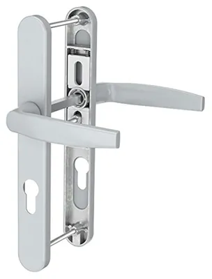 Obrázek produktu pro Bricard 788927 Sada klik na kovové desce a stojanu pro vstupní dveře (pro eurocylindr) lakovaná stříbrně