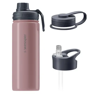 Zdjęcie produktu dla Termos Wessper B3 THERMOSTEEL o pojemności 0,5 l w kolorze Luminous Rose z 3 nakrętkami