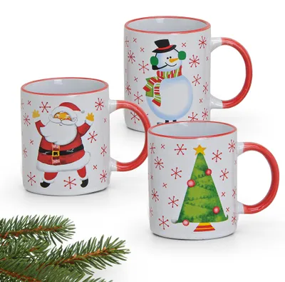 Produktbild von Weihnachtstassen 3er Set Weihnachtsbaum Schneemann Kaffeetassen