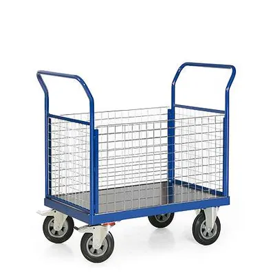 Produktbild von Bako Logistiksysteme Plattformwagen F600 mit 4 Gitterwänden ohne Bordkante 850x500mm