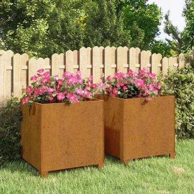 Produktbild von 2024 MoBeeterne Blumentöpfe Pflanzkübel mit Beinen 2 Stk. Rostig 42x40x43 cm Cortenstahl 349861