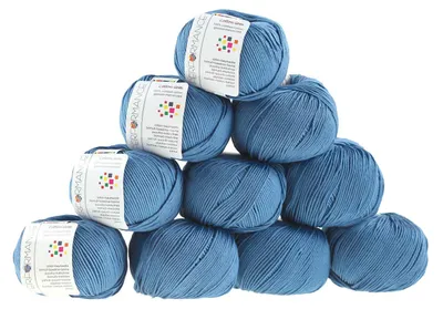 500g Strickgarn Cotton Gem Baumwolle Häkelgarn blau