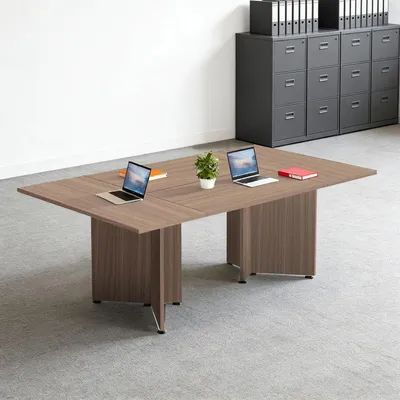 Image de Table de conférence modulaire extensible, dimensions 240x100x74 cm (120x2), couleur marron clair