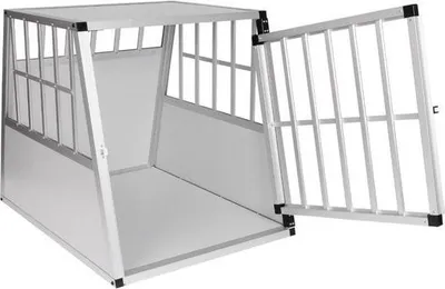 Produktbild von Autobox für Hunde – robustes Aluminium & MDF – stabile und sichere Transportbox – komfortabel & stilvoll – weiß – 85 x 65 x 71 cm