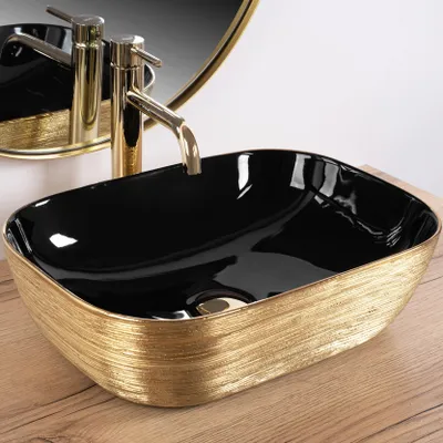 Zdjęcie produktu dla Umywalka nablatowa Rea Belinda BLACK GOLD BRUSH