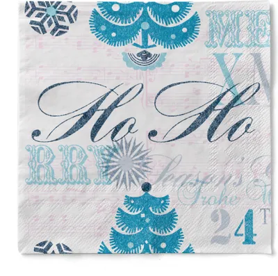 Produktbild von Sovie HOME Weihnachtsserviette Xmas-Greetings in Türkis aus Tissue 33 x 33 cm, 3-lagig, 20 Stück