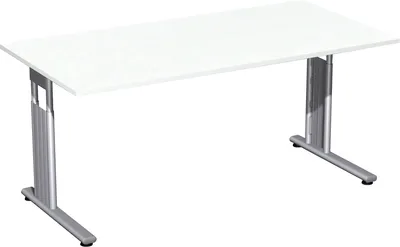 Produktbild von Arbeitstisch C-Fuß Flex weiß/silber, höhenverstellbar