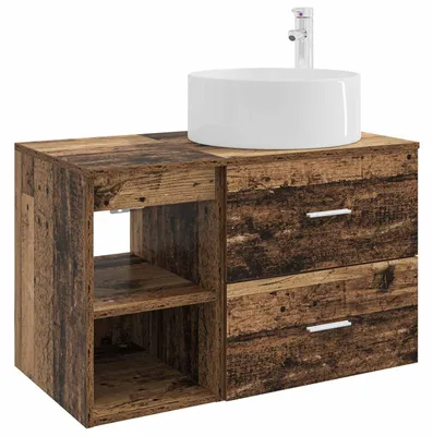 Image de vidaXL Ensemble de meubles de salle de bain, 2 pièces, en bois de récupération et en panneaux de bois