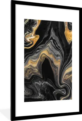 Produktbild von MuchoWow® Gerahmtes Poster Marmor - Acryl - Gold - Luxus - Abstrakt 60x90 cm - Poster mit Schwarzem Bilderrahmen Wandposter Rahmen Foto Bilder - Dekoration - Wandposter Wohnzimmer - Hochwertig