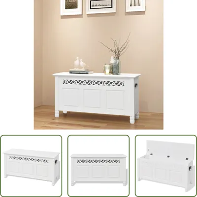Immagine prodotto di The Living Store Panca portaoggetti in stile barocco MDF bianco