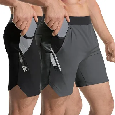 Immagine prodotto di Pantaloncini sportivi da uomo leggeri con tasche Taglia M Nero Grigio scuro