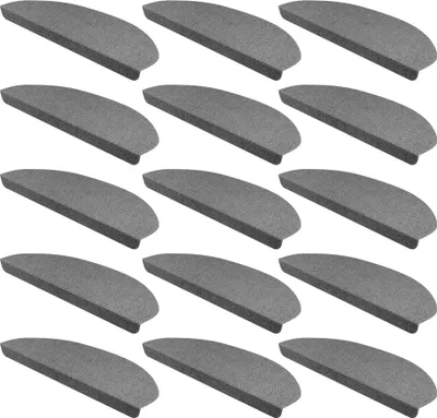 Produktbild von 15er SET StickandShine Stufenmatte in dunkelgrau halbrund für Treppenstufen, Treppenstufenmatte zum aufkleben