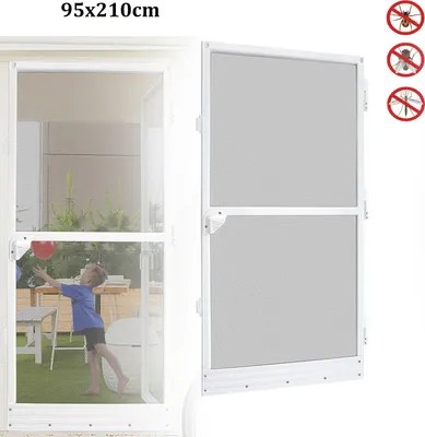 Obrázek produktu pro UISEBRT 95x210cm Fly Screen Insect Screen Door Alu Frame Mosquito Screen Grille Magnet Balcony Door White
