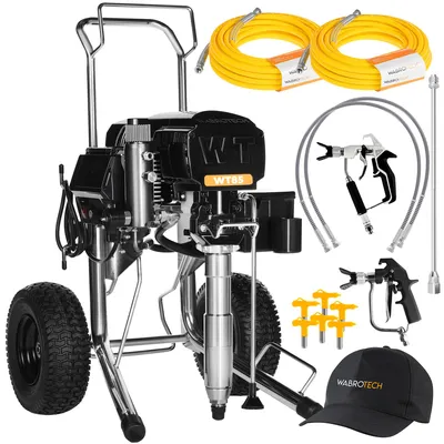 Productafbeelding van Spuitapparaat voor verf- en pleisterwerk, 8,5 liter, 5000 W, model WT85, merk WABROTECH, met hydrodynamisch spuitsysteem, airless spuitapparaat