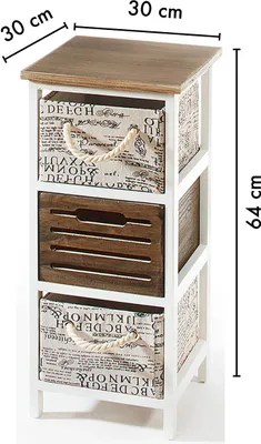 Zdjęcie produktu dla Kobolo komoda drewniana półka regał z 3 szufladami 64 cm - regał stojący regał do przechowywania wyposażenie dekoracja regał półka małe meble szafka zamówienie dom