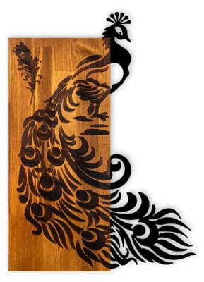 Wandaccessoire aus Holz, Walnuss/Schwarz, 47x65x3 cm, 100% Holz & Metall